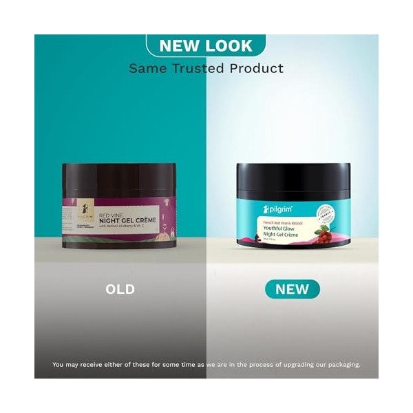 PILGRIM French Red Vine Crème de nuit anti-âge pour femme avec rétinol, mûre et vitamine C pour une peau éclatante et réparat