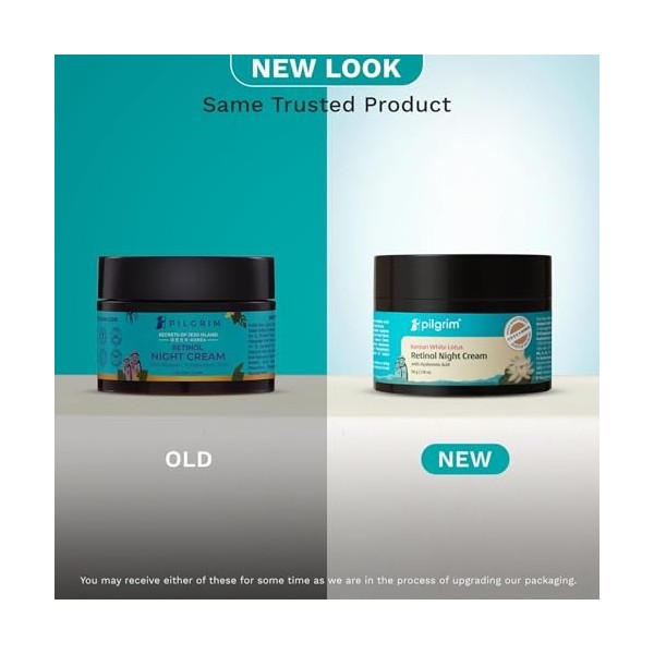 PILGRIM Crème de nuit anti-âge au rétinol coréen 50 g avec acide hyaluronique et vitamine C | Découvrez une peau jeune, san