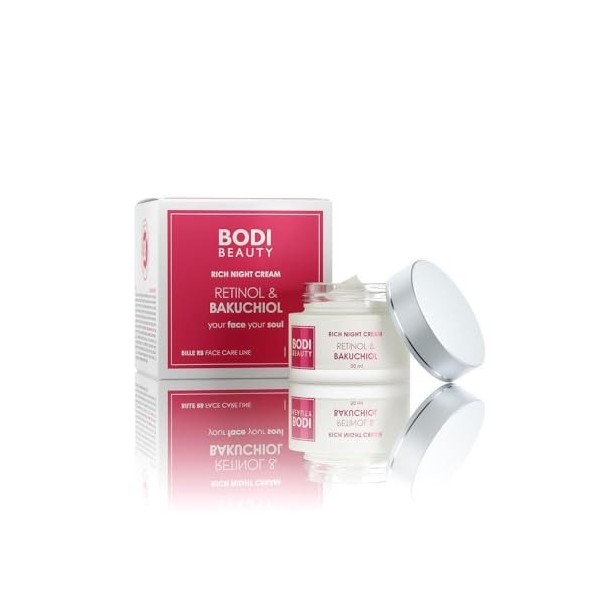 BODI BEAUTY – Crème Visage Nuit au Rétinol & Bakuchiol 50 ml – Soin anti-âge hydratant | Peptides, Phyto-collagène ginseng, N