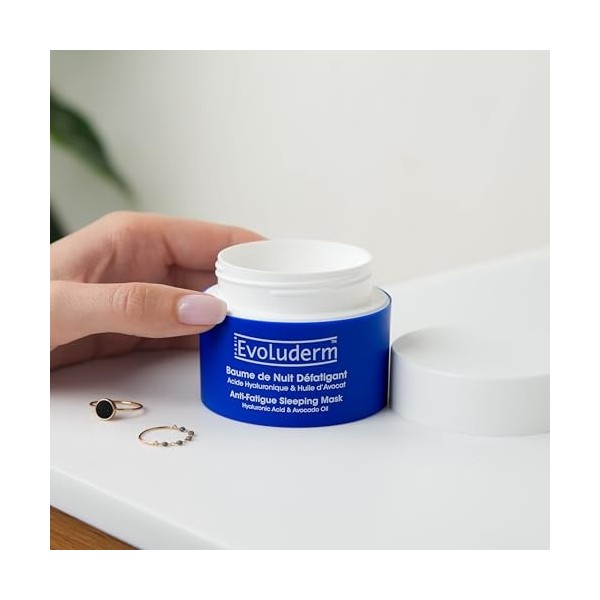 EVOLUDERM - Baume de Nuit Défatigant Antioxydant & Repulpant - 50 ml - 92% dOrigine Naturelle - Végan - Fabrication Français
