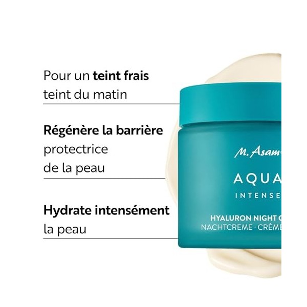 M. Asam AQUA INTENSE Crème Hydratante Visage Nuit 50ml - Acide Hyaluronique, Hydratation Intense, Skincare Régénérant, Soin