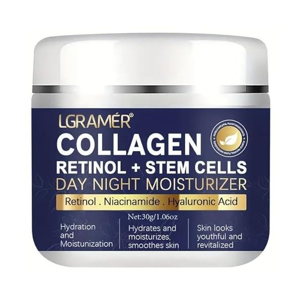 Crème au rétinol - Crème hydratante de jour et de nuit pour un soin raffermissant de la peau - Texture crémeuse - Légère et n