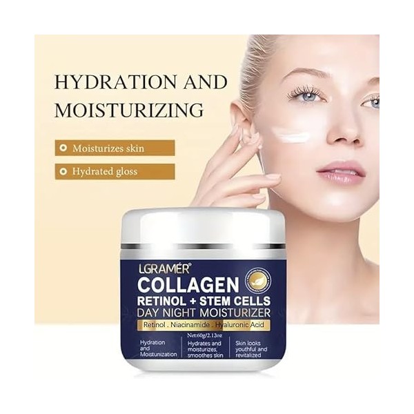 Crème au rétinol - Crème hydratante de jour et de nuit pour un soin raffermissant de la peau - Texture crémeuse - Légère et n