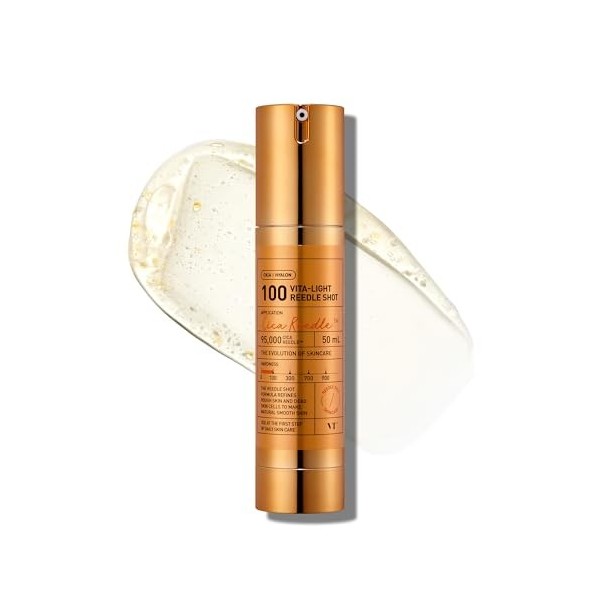 VT COSMETICS Vita Reedle Shot 100 Sérum Visage Microneedling aux Vitamines C & E, Capsules Éclaircissantes, Teint Lumineux, H
