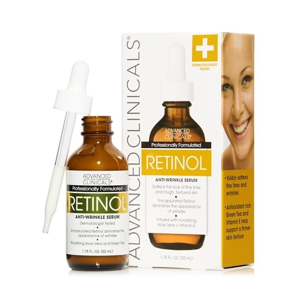 Advanced Clinicals Professional Strength Retinol Serum. Anti-aging, Wrinkle Reducing 1.75 Fl Oz. by Advanced Clinicals