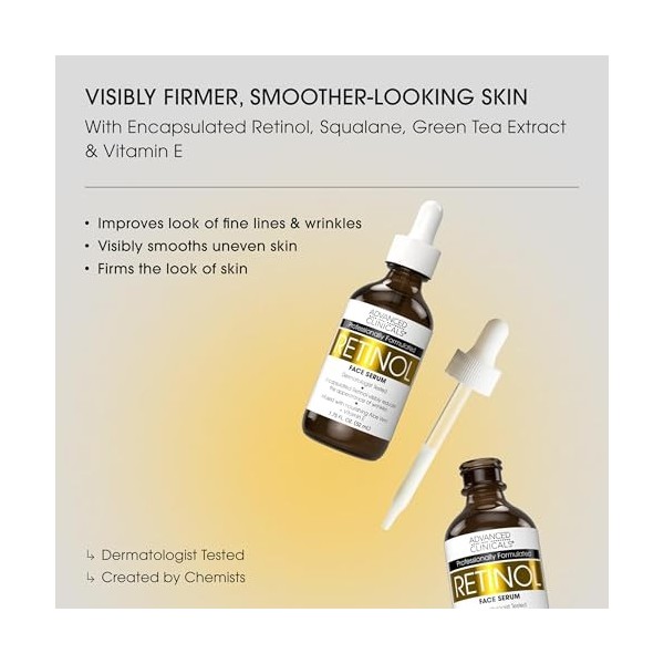 Advanced Clinicals Professional Strength Retinol Serum. Anti-aging, Wrinkle Reducing 1.75 Fl Oz. by Advanced Clinicals