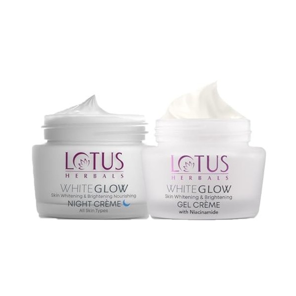 Lotus Herbals White Glow Skin Whitening & Brightening Nourishing Night Cream 60 g and Whitening & Brightening Gel Cream 60 g