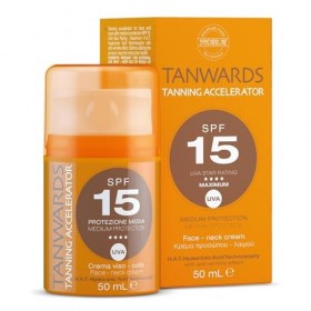 Synchroline – Tanwards Crème Visage Accélérateur de Bronzage 50 Ml SPF 15 Avec Tyrosine, Érythrulose, Acide Hyaluronique et M