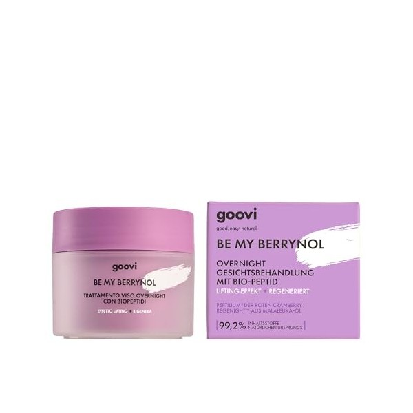 GOOVI Be My Berrynol Overnight Treatment - Crème de nuit régénérante avec effet liftant - Soin raffermissant du visage contre