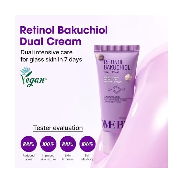 SOME BY MI Retinol Bakuchiol Dual Cream - 50 ml - Hydratant coréen au collagène et au rétinol pour une peau lisse et éclatant