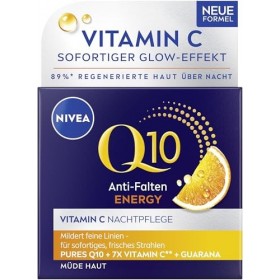 NIVEA Q10 ENERGY Crème de nuit hydratante anti-rides à la vitamine C avec Q10, vitamine C et extrait de guarana, soin rafferm