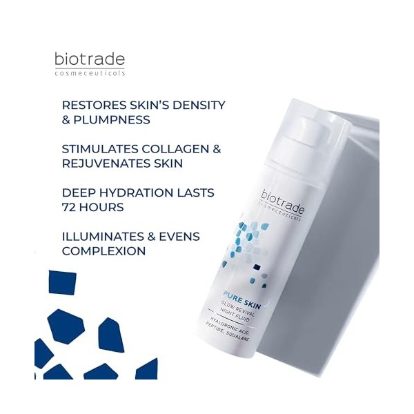 Pure Skin Glow Revival Night Fluid 50 ml avec acide hyaluronique peptides squalane niacinamide