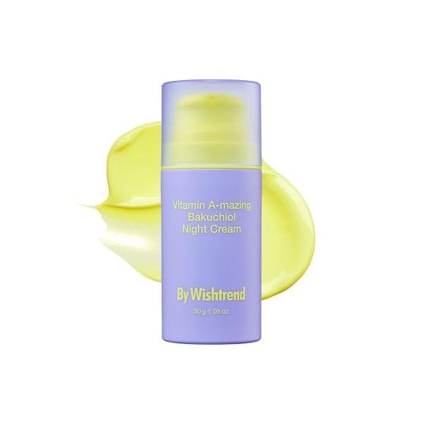 BY WISHTREND Crème de nuit rétinienne Bakuchiol à la vitamine A, alternative coréenne au rétinol, anti-âge, pour les ridules,