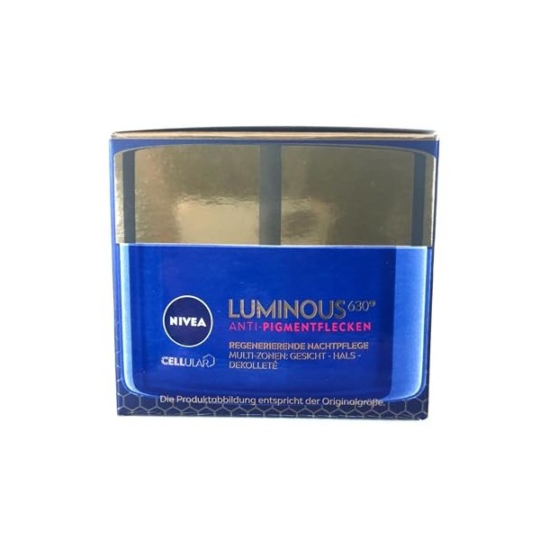 NIVEA Cellular Luminous630 Crème de nuit régénérante anti-taches foncées 50 ml – Intensive Skin Renewal avec technologie LUMI