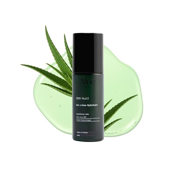 Gel‑Crème Nuit Aloe Paris 50 ml – Gel‑crème de nuit régénérant à l’Aloe Vera Bio & Acide Hyaluronique – Répare, apaise et hyd
