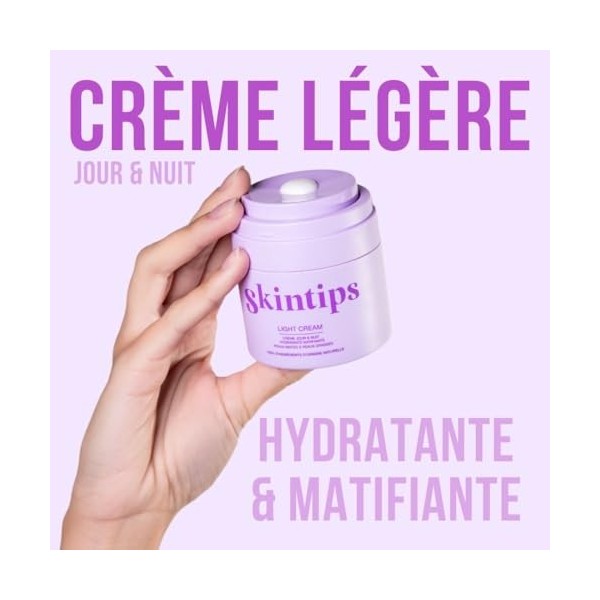 Skintips - Light Cream - Crème Hydratante Matifiante Visage jour et nuit - Pour Peaux Mixtes à Grasses - Skincare pour Adoles
