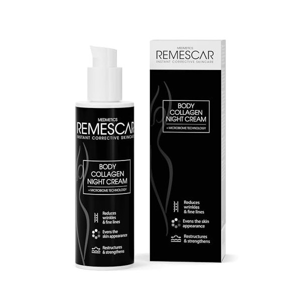 Remescar Crème de nuit au collagène pour le corps 200 ml – Réduit les rides et ridules, unifie lapparence de la peau, restru