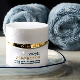 Vitayes Perfector Active Crème réparatrice de nuit 50 ml, crème hydratante anti-rides pour peau douce - Crème visage anti-tac