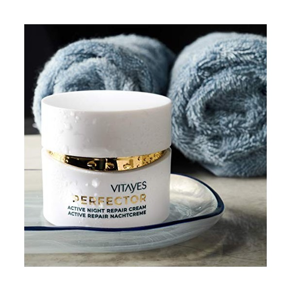 Vitayes Perfector Active Crème réparatrice de nuit 50 ml, crème hydratante anti-rides pour peau douce - Crème visage anti-tac