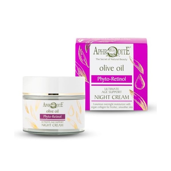 Aphrodite crème de nuit raffermissante & nourrissante soin visage - crème hydratante visage peau sèche à lacide hyaluronique