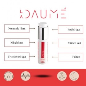LA DAUMÉ Crème de nuit nourrissante anti-rides, anti-âge, anti-âge, soin du visage avec effet anti-rides, crème de nuit pour 