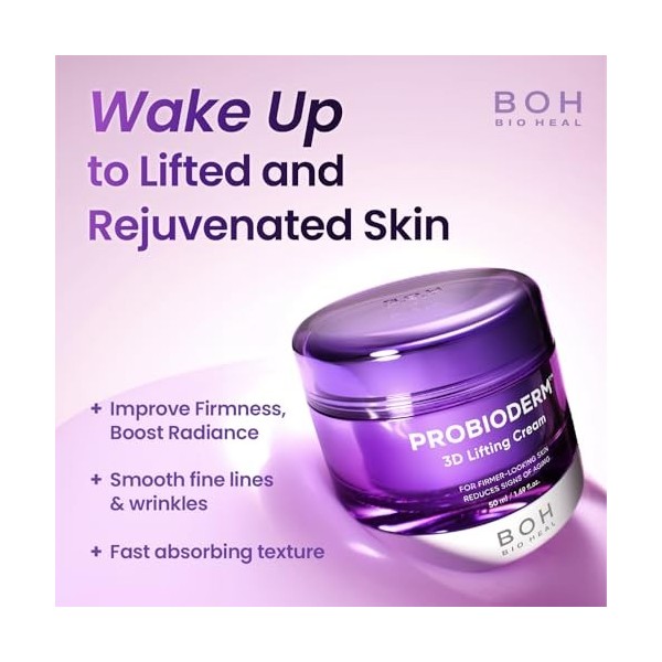 BIOHEAL BOH Probioderm 3D Lifting Cream 50,3 ml | Probiotiques coréens avancés anti-âge crème de nuit hydratante pour le visa