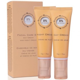 8% - Set Crème Jour et Nuit Hydratantes - Acide Hyaluronique, Collagène et Kombucha - Anti-Âge et Éclat - Tous types de peau 