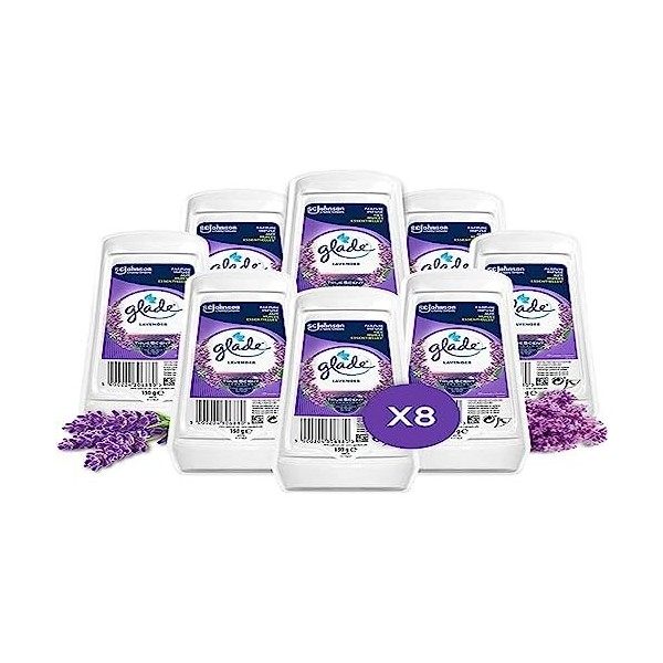 Glade® Gel Longue Durée Lavender - Infusé Aux Huiles Essentielles - Lot de 8