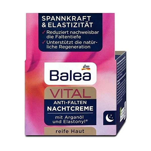 Balea Vital Lot de 3 crèmes de nuit anti-rides 3 x 50 g Crème Jour et Nuit
