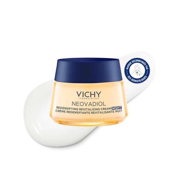 Vichy, Neovadiol, Crème Nuit Ménopause, Redensifiante & Revitalisante, Enrichie en Eau Volcanique de Vichy & Proxylane, Pour 