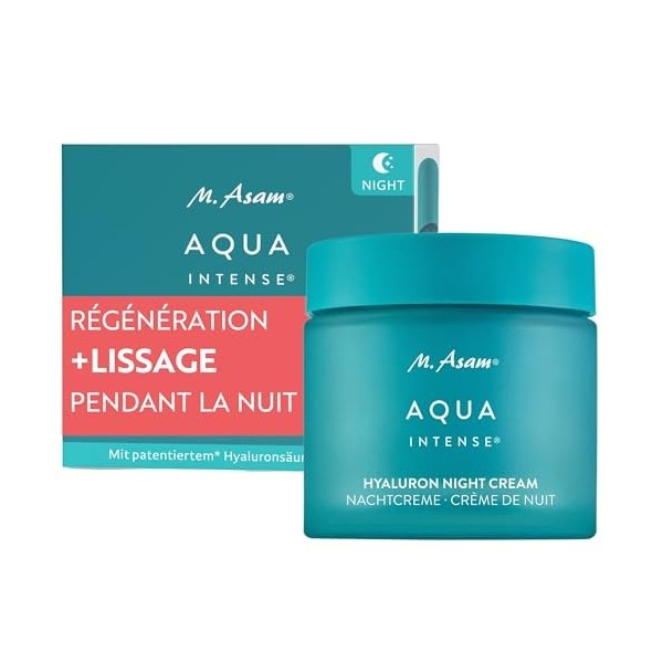 M. Asam AQUA INTENSE Crème Hydratante Visage Nuit 100ml - Acide Hyaluronique, Hydratation Intense, Skincare Régénérant, Soi
