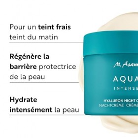 M. Asam AQUA INTENSE Crème Hydratante Visage Nuit 100ml - Acide Hyaluronique, Hydratation Intense, Skincare Régénérant, Soi