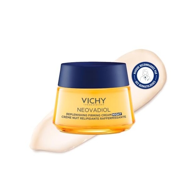 Vichy, Neovadiol, Crème Nuit Post-Ménopause, Enrichie en Eau Volcanique de Vichy & Proxylane, Pour Peaux Matures, 50 ml