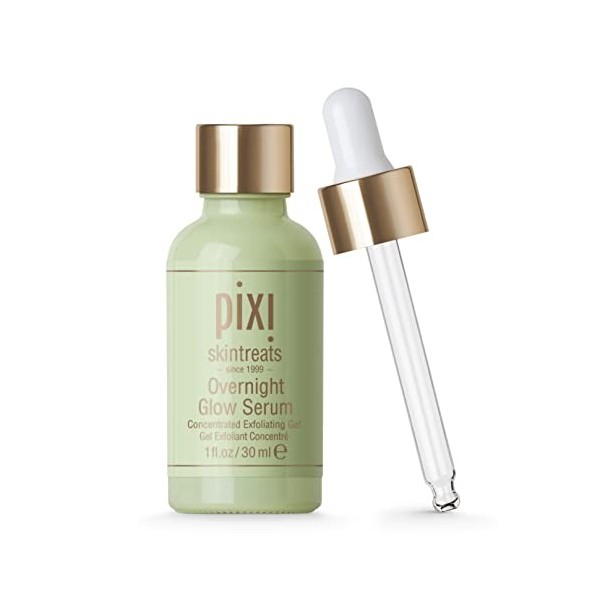 Pixi Beauty Overnight Glow Serum | Sérum Visage Exfoliant à l’Acide Glycolique | Ravive l’Éclat et Réduit les Taches | Avec A