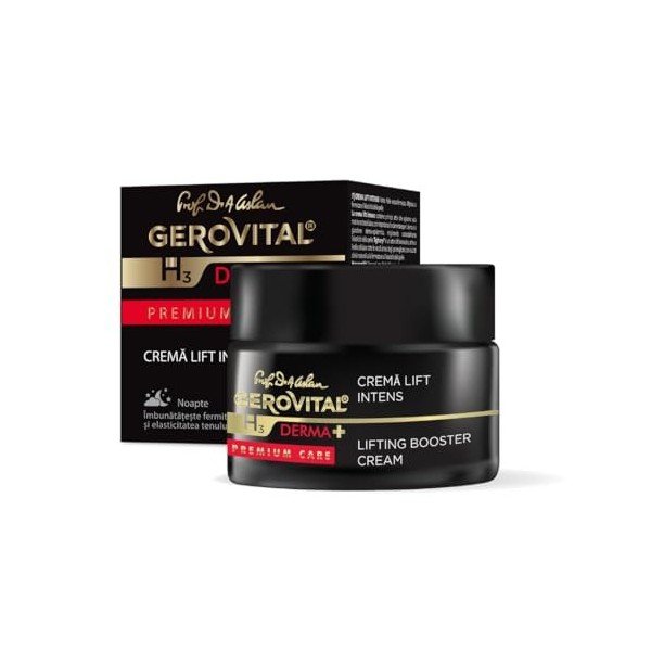 Crème de nuit intensive pour le visage, Effet hydratant, redonne fermeté et élasticité à la peau, 50 ml, Gerovital H3 Derma+ 