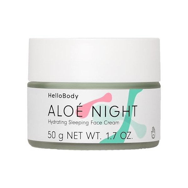 HelloBody Aloe Night creme de nuit hydratante – Creme de nuit visage avec Aloe Vera, acide hyaluronique et huile de noyau de 