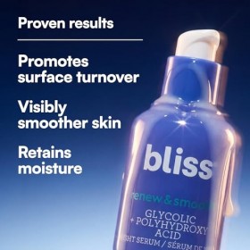 Bliss Renew & Smooth Sérum de nuit pour le visage | Traitement resurfaçage à lacide glycolique et AHA glycolique + acide pol