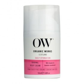 Organic Works Crème de nuit hydratante naturelle pour femme | 50 ml | Convient à tous les types de peau, y compris les peaux 