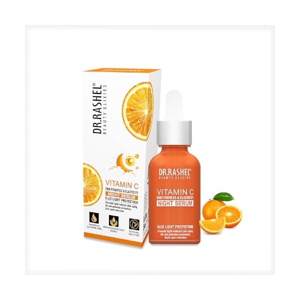 DR.Rashel Vitamin C Night Face Serum for Men & Women | Vitamin C Infused Skin Care for Anti Wrinkle, Anti Dullness, Reviving 