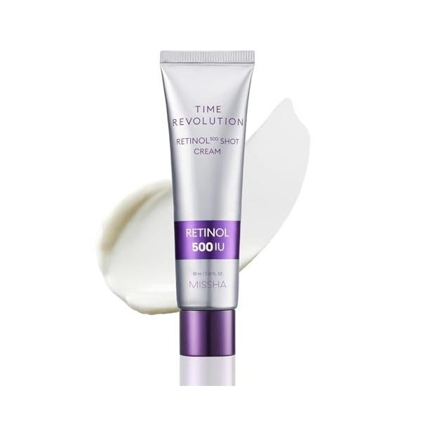 MISSHA Time Revolution Night Repair Retinol 500 Shot Cream 7 cl – Crème avancée au rétinol coréen pour le visage, renforce la