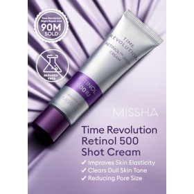 MISSHA Time Revolution Night Repair Retinol 500 Shot Cream 7 cl – Crème avancée au rétinol coréen pour le visage, renforce la
