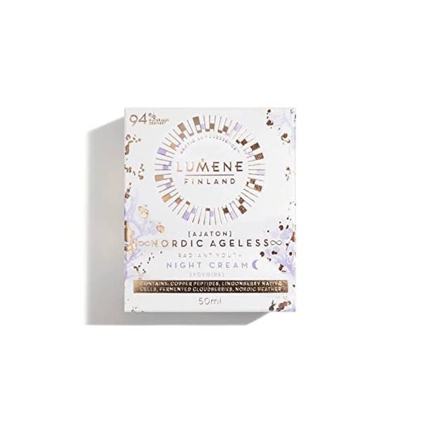 LUMENE Nordic Ageless [AJATON] Radiant Youth Night Cream | Rajeunit et régénère la peau pendant la nuit | Avec jus de bouleau