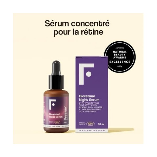 Freshly – Sérum Visage au Rétinol – Accélère le Renouvellement Cellulaire – Réduit les Rides et Cicatrices dAcné – Peau Plus