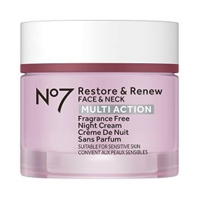 No7 Restore & Renew Crème de nuit multi-action pour le visage et le cou - Peptides de collagène anti-âge - Acide hyaluronique