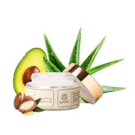 Suntribe Crème de nuit bio avec acide hyaluronique, rétinol et niacinamide / 50 ml – 3 x anti-âge, 100 % naturel – Hydratant,