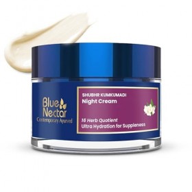 Blue Nectar Crème de nuit hydratante pour le visage à lhuile damande naturelle et au safran | Formule ayurvédique hydratant