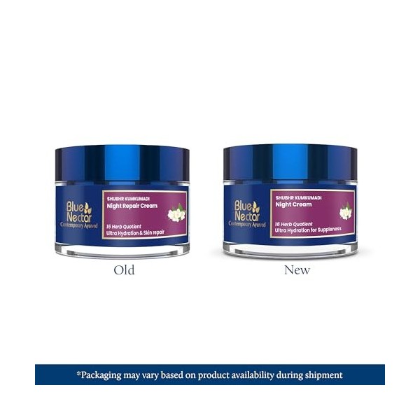 Blue Nectar Crème de nuit hydratante pour le visage à lhuile damande naturelle et au safran | Formule ayurvédique hydratant