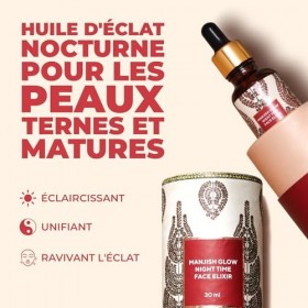 iYURA Manjish Élixir dÉclat Nocturne pour le Visage | Huile Hydratante pour le Visage | Pour une Peau dApparence Rosée et C