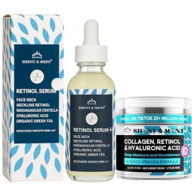 SHENT & MENT Kit Crème Rétinol 3% + Sérum Rétinol 0,6% Anti-Âge Anti-Rides Anti-Taches Anti-Acné Hydratant Raffermissant Effe