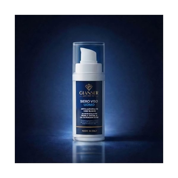 Gianser Just For Men - Sérum Visage Nuit Anti-Âge Bio-Vegan Homme | Traitement Intensif Rénovateur & Revitalisant | Acide Hya